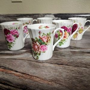 Six Vintage David Michael Staffordshire English Bone China Coffee/Tea Cups